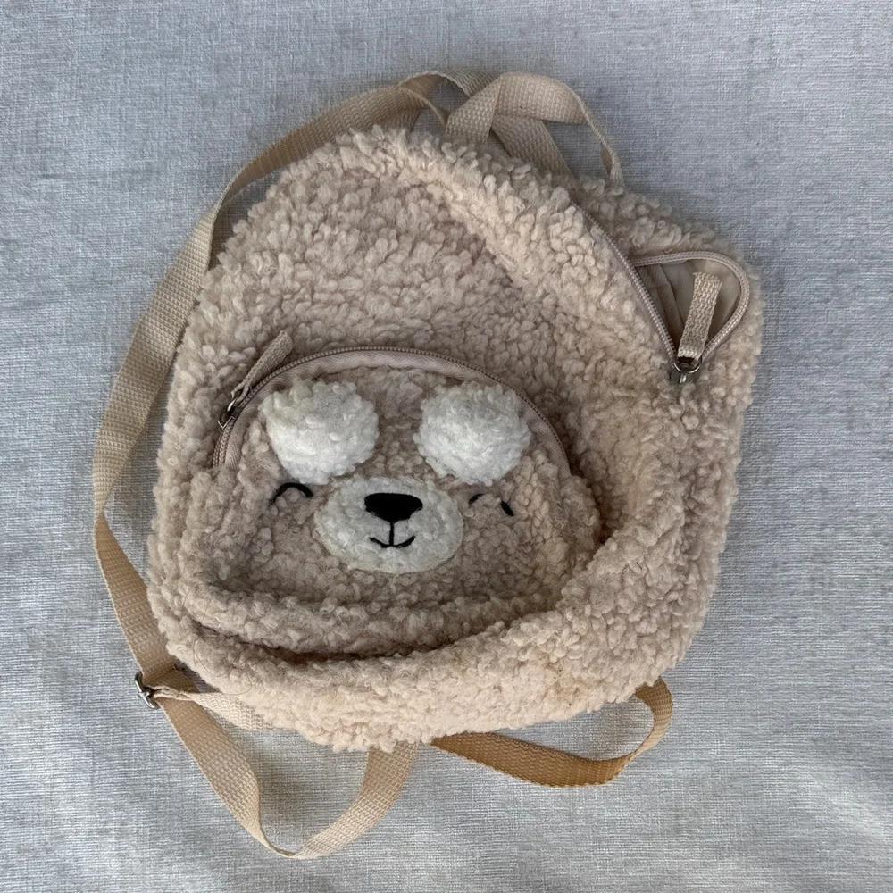 Adorable tan teddy bear plush backpack 🐻
